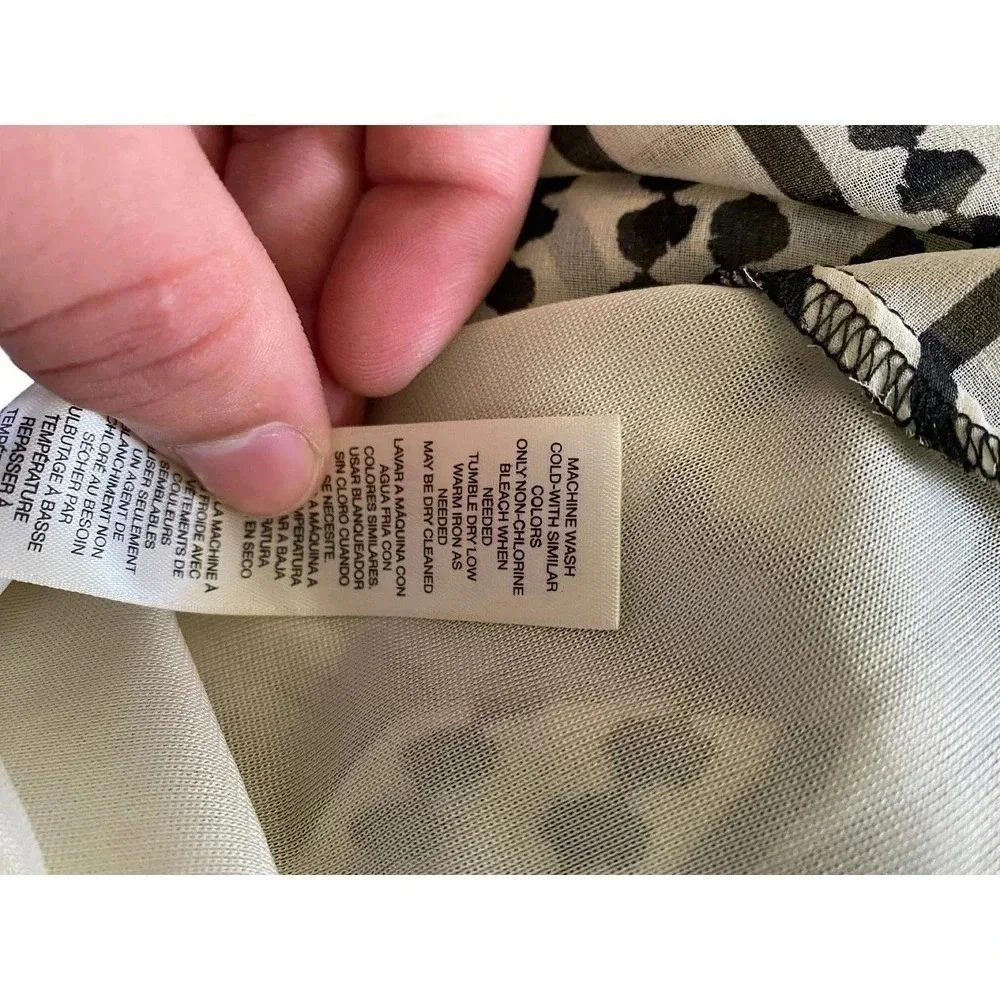 Chico’s Women's Ivory & Cream Striped Polka Dot Back Zipper Midi Skirt Size 2